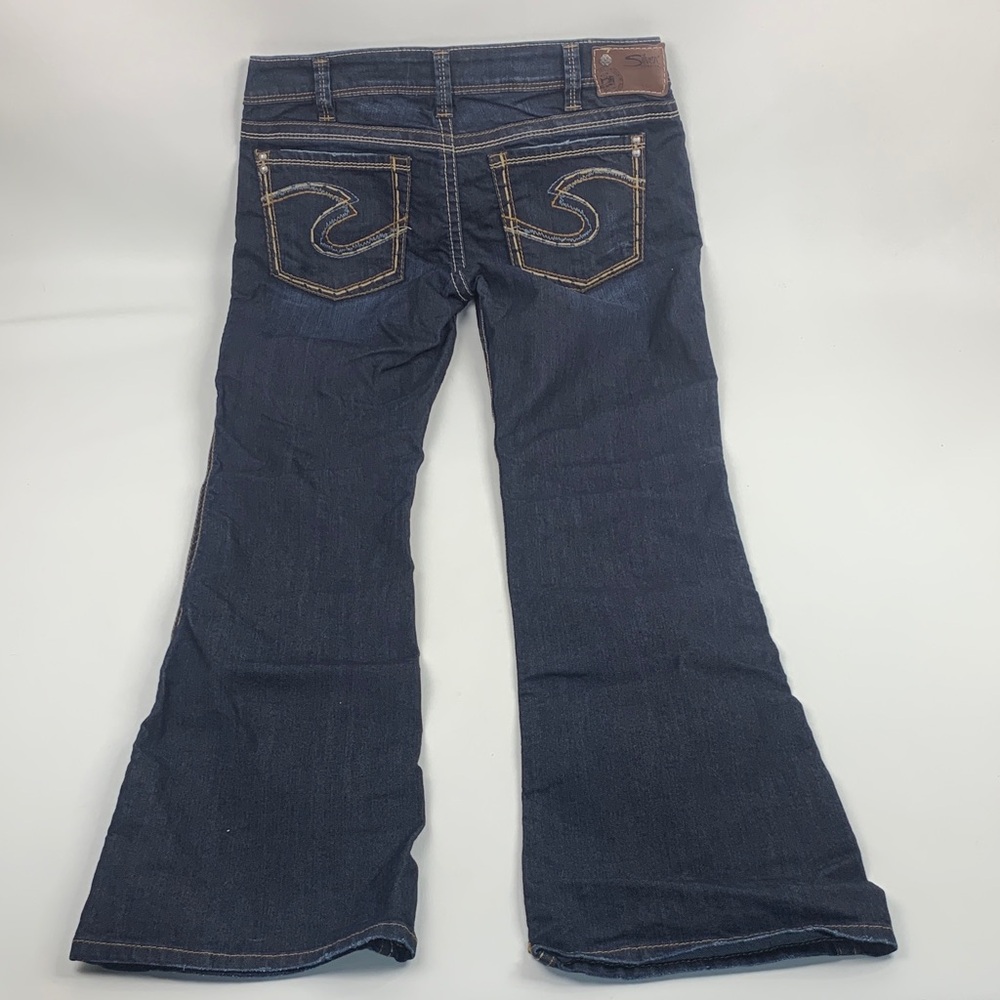 Silver Jeans Frances 18” Dark Blue Bootcut Jeans Size 30 Long Stretch NEW
